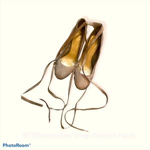 BCBGeneration Beige Wrap Around Tie Heels